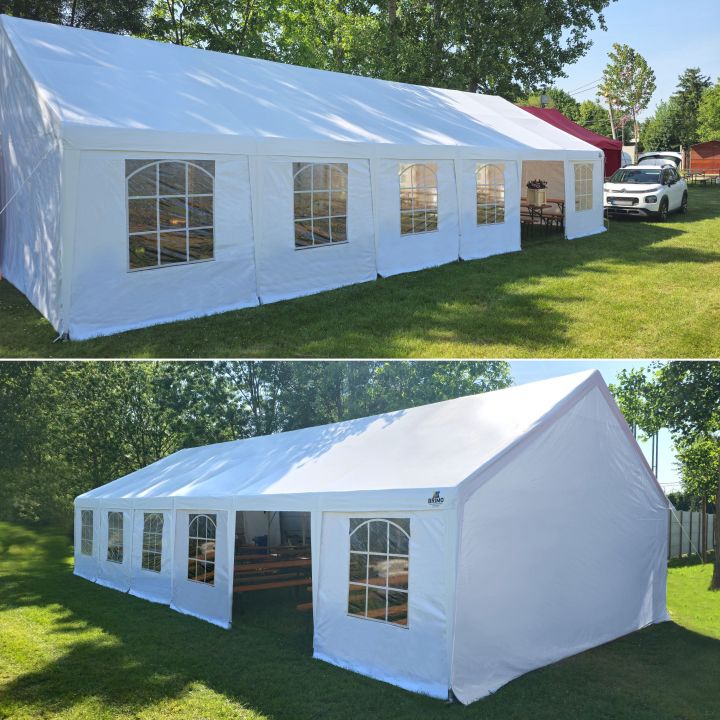 Vita hopfällbara partytält