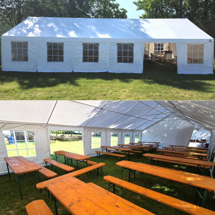 Vitt tält för utomhusfest